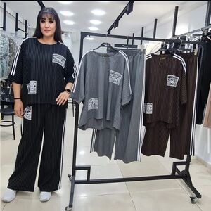 Striped Two-Piece Lounge Set with Patchwork